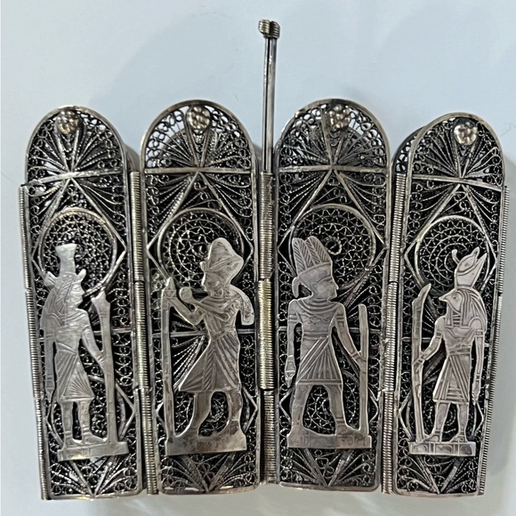 Vintage Egyptian Sterling Silver filigree bracelet - Picture 5 of 9